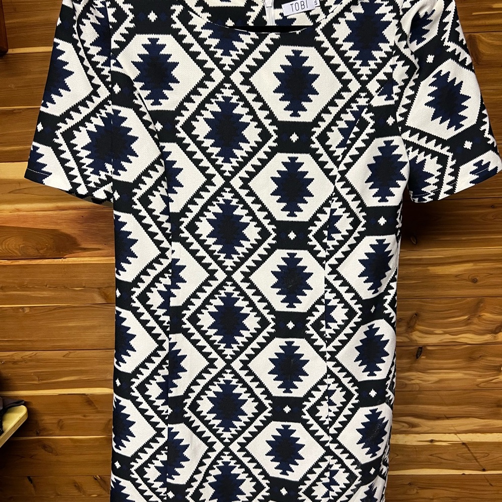 Geometric Black and White Dress